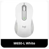 Logitech Signature M650 L Full Size Wireless Mouse White Customizable Side Buttons, Bluetooth, for PC/Mac/Multi-Device/Chromebook